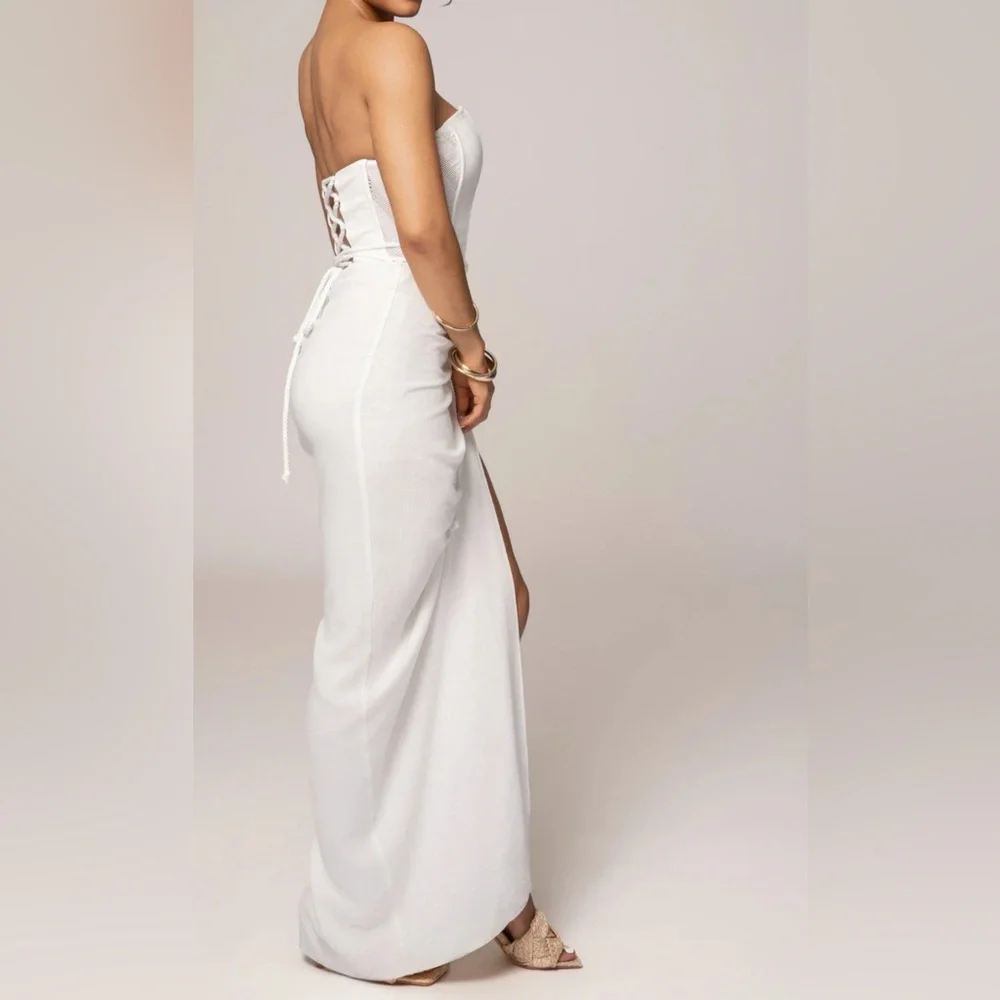 JLUXLABEL White Strapless Cutout Maxi skirt-Matching Set - Picture 4 of 9